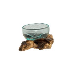 Wooden Base Glass Vase