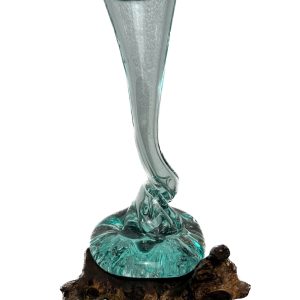 Wooden Base Glass Vase