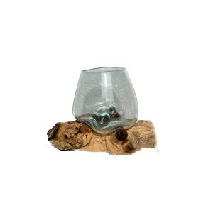 Wooden Base Glass Vase