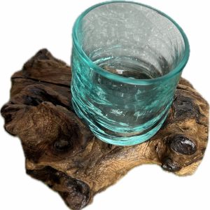 Wooden Base Glass Vase