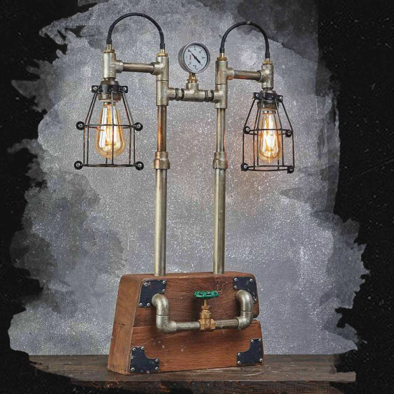 Wooden Box Table Lamp