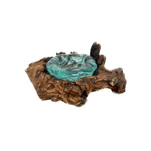 Wooden Base Glass Candle Holder