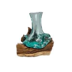 Wooden Base Glass Vase