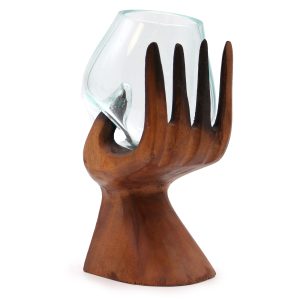 Carved Hand with Molten Glass