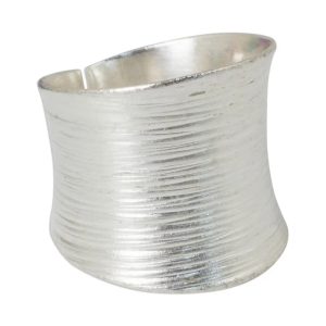Whispering Snow, Artisan Crafted Modern Sterling Silver Band Ring