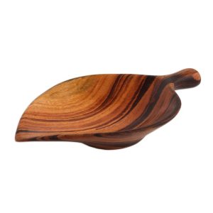 LeafShaped Wood Appetizer Bowl