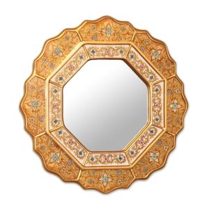Golden Star, Collectible Reverse Painted Glass Handmade Mirror