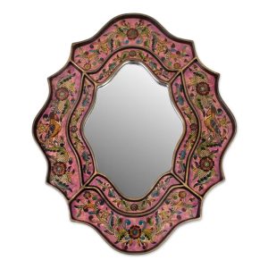 Romance, Reverse Painted Glass Wall Mirror