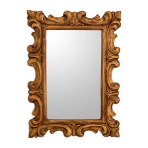 Elegant Duchy, Curl Motif Conacaste Wood Wall Mirror from Guatemala