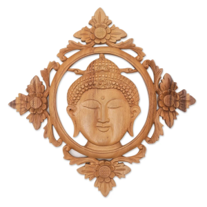 Suar wood panel of buddha