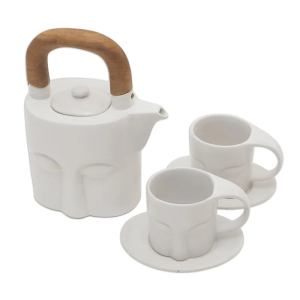 White ceramic tea set