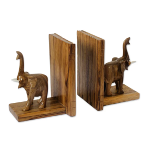 hand carved wood bookends