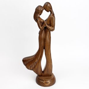 hand carved wooden soulmate sculpture