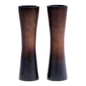 Above Ground in Brown, Decorative Mango Wood Vases from Thailand (Pair)