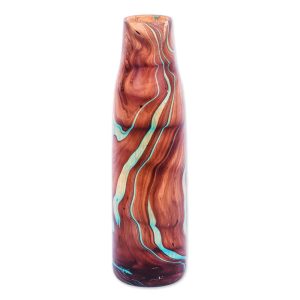 Latte Brown Too, Multicolored Wood Decorative Vase Handcrafted in Thailand