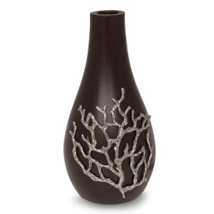 Black Coral, Artisan Crafted Mango Wood Vase