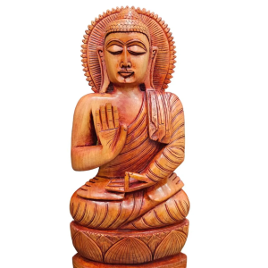 wooden guatam buddha statue